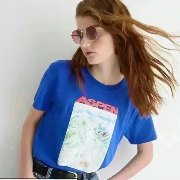 J. Crew Aspen Broken in Jersey Tee Shirt in Regal Blue (S) - Picture 1 of 8